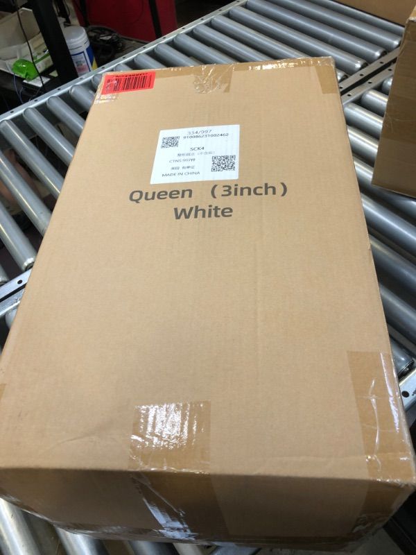Photo 1 of 3 Inch Queen Memory Foam Mattress Topper, Ventilated Foam Topper with Cooling Cover, Mattress Pad with 18'' Deep Pocket, White Queen White