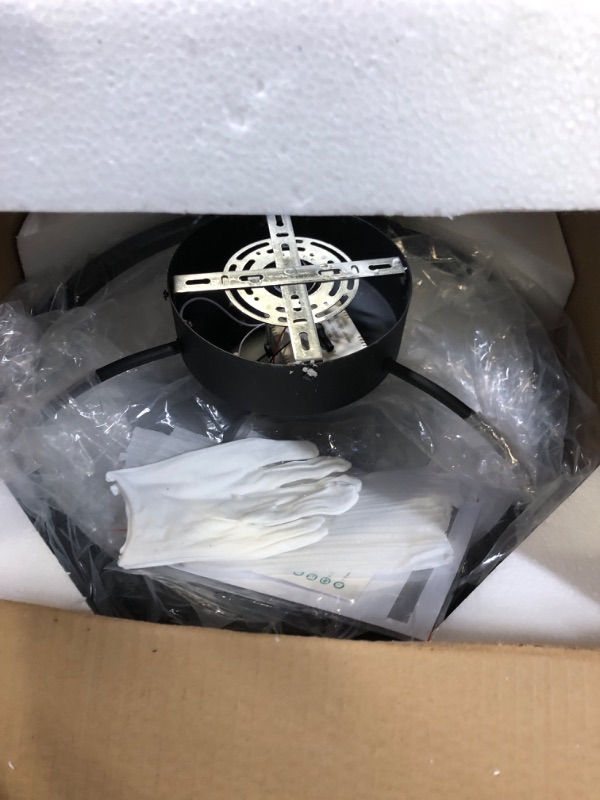 Photo 1 of Low Profile Ceiling Fans with Lights and Remote Control, Flush Mount Ceiling Fan with Light,3000-6000K Dimmable Reversible 6-speed LED Ceiling Fan for Bedroom (Black 20") Black LED