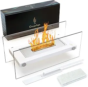 Photo 1 of GreatApe Table Top Firepit (White) - Modern Design & Convenient Size, Smokeless & Odorless Tabletop Fire Pit, For Cozy Gatherings and Relaxing Evenings, Outdoor Indoor Fire Pit Tabletop, Mini Fire Pit
