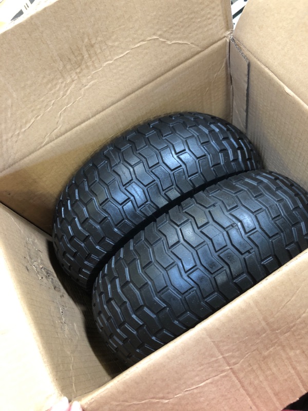 Photo 2 of 13x5.00-6 Flat Free Lawn Mower Tire and Wheel, 13x5-6 Riding Lawnmower Tire with 3"-5.5" Centered Hub and 3/4" & 5/8" Bearings, Tractor Turf Tire Turf-Friendly
