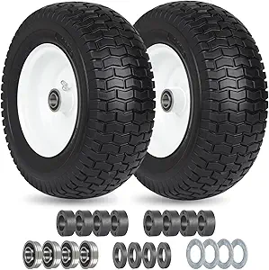 Photo 1 of 13x5.00-6 Flat Free Lawn Mower Tire and Wheel, 13x5-6 Riding Lawnmower Tire with 3"-5.5" Centered Hub and 3/4" & 5/8" Bearings, Tractor Turf Tire Turf-Friendly
