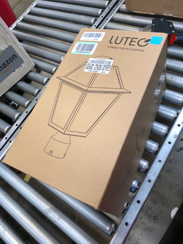 Photo 2 of LUTEC Outdoor Solar Lamp Post Light with Motion Sensor, Dusk to Dawn Waterproof Pole Light Head with Three Modes, Exterior Black Solar Powered Fence Post Light Fixtures for Outside