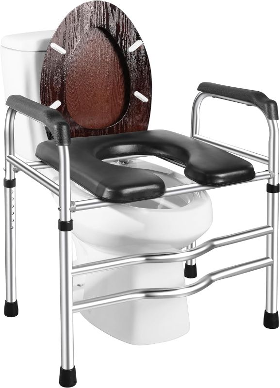 Photo 1 of Raised Toilet Seat with Handles up to 450lbs, Toilet Seat Riser for Seniors with Height Adjustable, Raised Toilet Seat for Elderly, Pregnant and Handicap, Fit Any Toilet, Black

