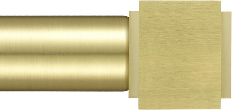 Photo 1 of 1" Curtain Rod Telescoping Single Drapery Rod 72-144 Inches, Square Finials, Brass
