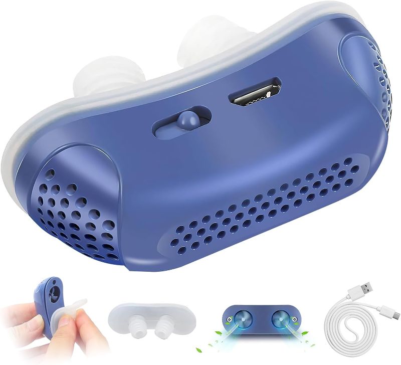 Photo 1 of Anti Snoring Devices, Effective Snoring Prevention, Twin Turbine Electric Adjustable and Breathable, Adjustable Wind Speed, Snoring Solution for Men and Women, Suitable for All Nose Shapes. Blue - 013
