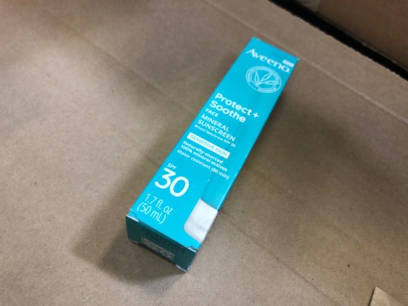 Photo 1 of Aveeno Protect + Soothe Face Mineral Sunscreen with Broad Spectrum SPF 30 for Sensitive Skin, Lightweight & Non-Greasy Face Sunscreen, Water-Resistant UVA/UVB Protection, 1.7 fl. oz
