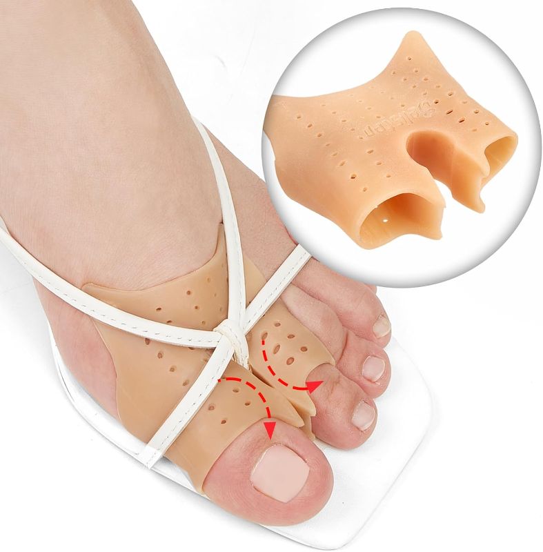 Photo 1 of 2 Pairs of Breathable Toe Separators for Women, Toe Spacers for Toe Protection, Big Toe Protectors to Relieve Corns, Blisters, Calluses, Pain Caused by Toe Friction (Race)
