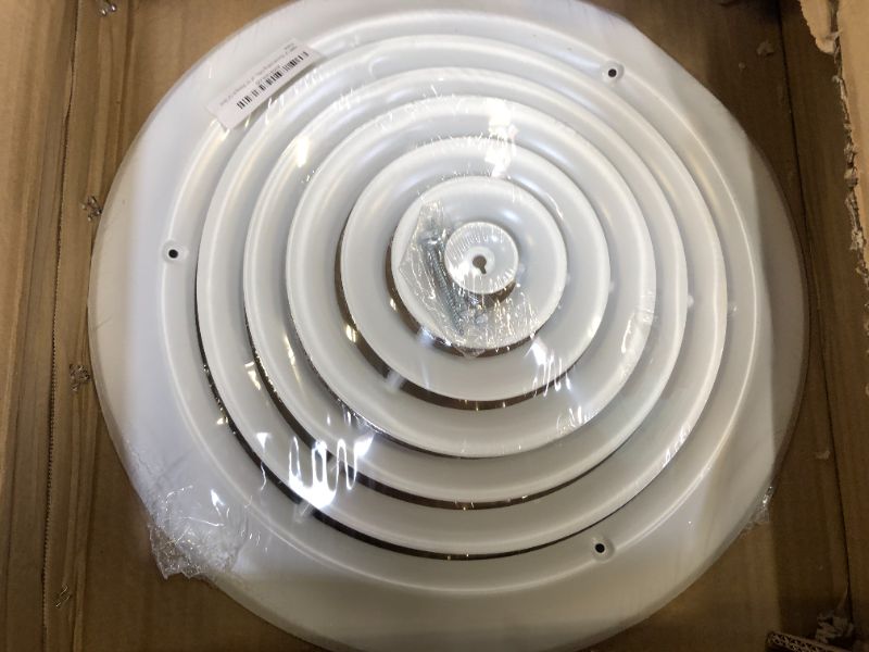 Photo 2 of 12" Round Ceiling Diffuser White Powder Coated with Outside Dimension of 16" Fitting in 12" Duct