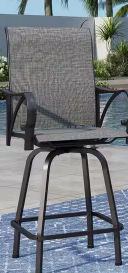 Photo 1 of -MISSING PARTS- Gray Swivel Metal Frame Outdoor Bar Stool