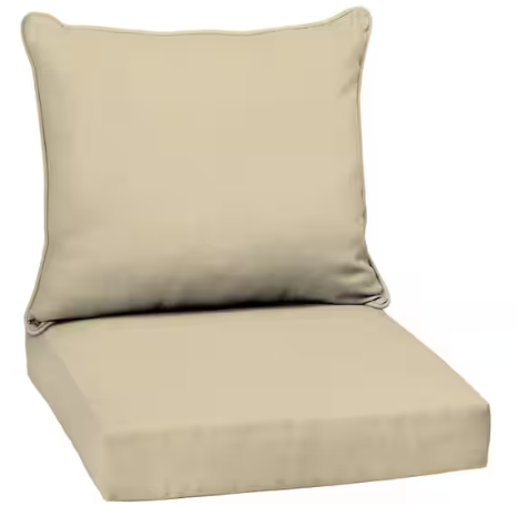 Photo 1 of 22 in. x 24 in. 2-Piece Deep Seating Outdoor Lounge Chair Cushion in Tan Leala
