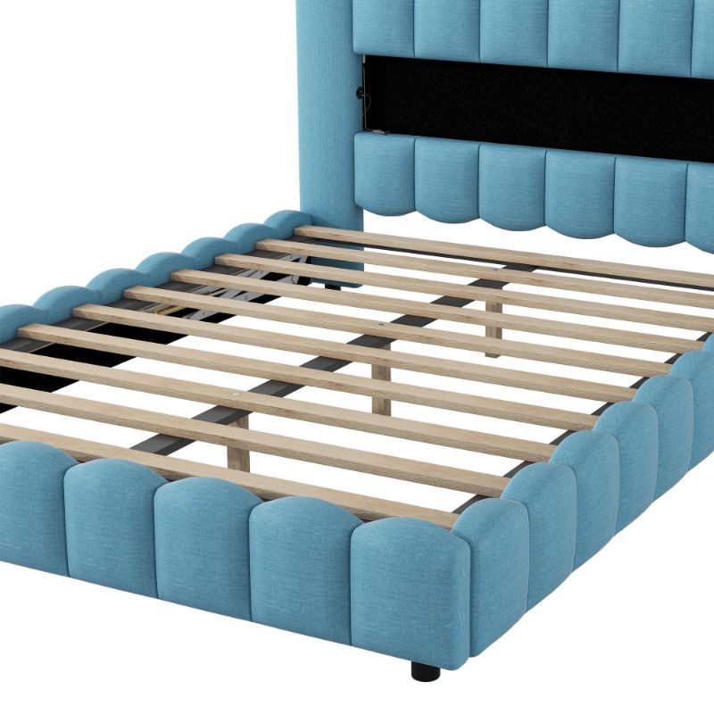 Photo 1 of -MISSING BOX NUMBER 2 OF 2- Queen Size Upholstered Platform Bed with LED Headboard
