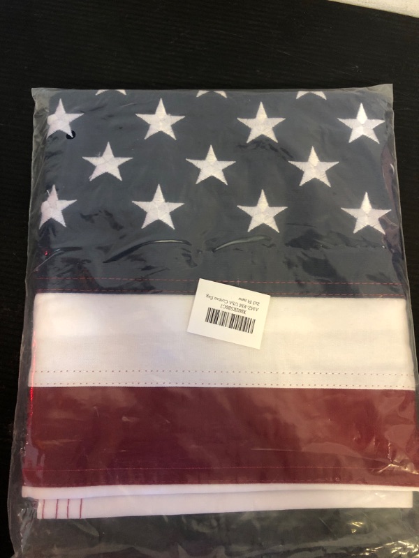 Photo 2 of AMZFLAG Cotton American Flag 2x3 ft, Embroidered Cloth US USA Flags Made in USA with 2 Brass Grommets, Double Sided United States Flag Soft Cotton for Indoor