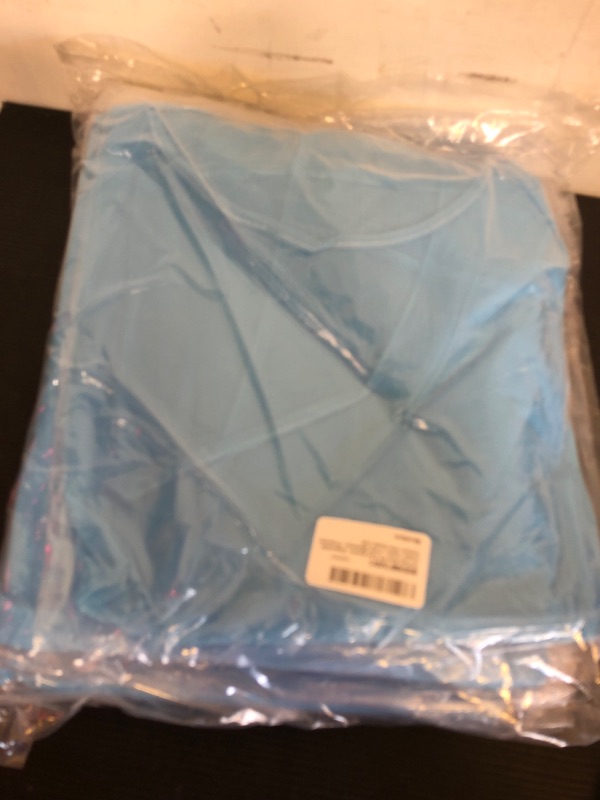 Photo 2 of 10 Pack Blue PP Coat Aprons. Disposable. Unisex Liquid-Proof Workwear. Protective Uniform with Elastic Cuff