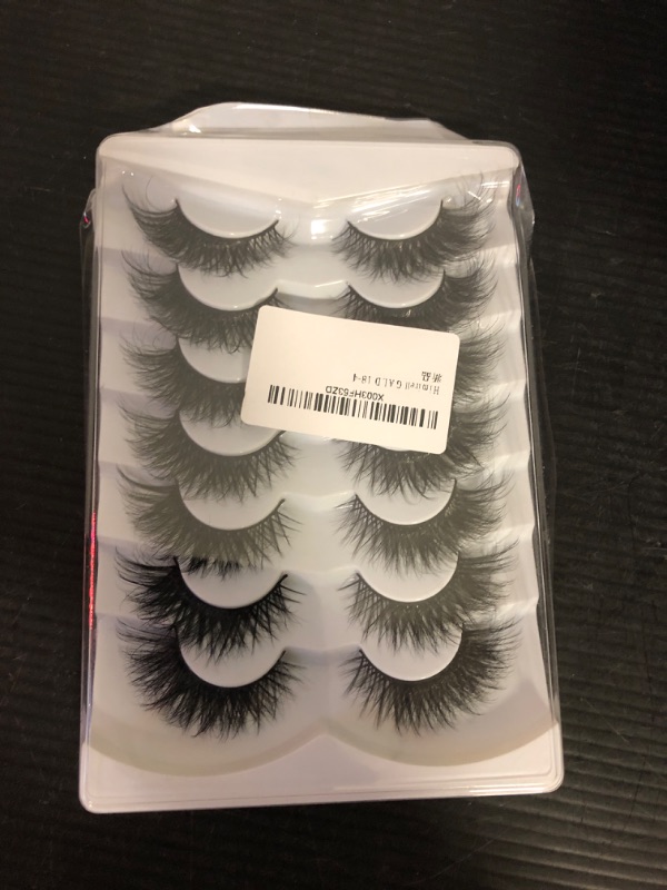 Photo 2 of Cat-Eye False Lashes Look Like Extension Fluffy Faux Mink Lashes Wispy 15mm Eyelashes Dramatic Long Thick Full Volume 7 Pairs Pack J