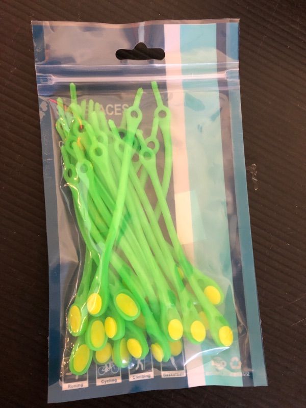 Photo 1 of 24 pcs Lazy Tying-Free Elastic Shoelaces, Laces No Tie Rubber, for Kids and Adults, Elastic Shoelaces for Sneakers 24pcs Green