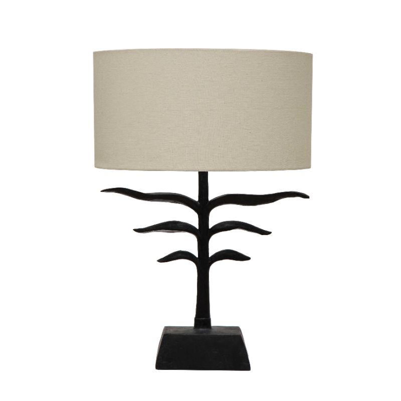 Photo 1 of 23.75 in. Antique Bronze Finish Table Lamp with Brown Linen Shade
 