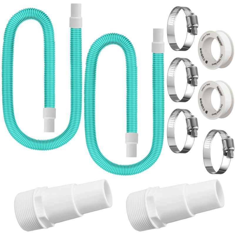 Photo 1 of 1 1/2" Swimming Pool Filter Hose Replacement Kit(2 Pack 5FT),Universal 1.25/1.5 Inch Combo Hose Adapter 1.5" EVA Swimming Pool Filter Hose with Clamps and Tape for Above Ground Pool Pump Filter Lake Green.
