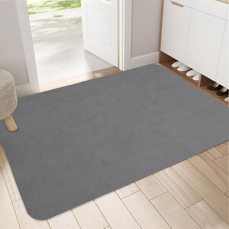 Photo 1 of 1/10 Inch Ultra Thin Door Mat Indoor, Non Slip Absorbent Resist Dirt Entrance Mat, Washable Front Door Mat, Low Profile Inside Floor Mat Doormats for Entryway, 32" x 48", Light Grey
