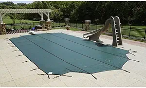 Photo 1 of Arctic Armor Mesh Rectangular Safety Cover for 18ft x 36ft In-Ground Pools with 4ft x 8ft CENTER Step Sections- 12 Year Warranty Color: Blue (WS365BU)
