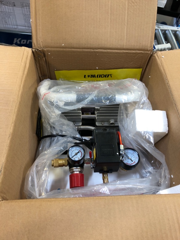 Photo 1 of Ultra Quiet Air Compressor Portable, 60 dB, Silent and Electric for Car and Bike Tires, Nail Gun, and Pneumatic Tools, Garage, Shop, or Mechanic Accessories, 115V Ultra quiet 1 gal tank/60dB