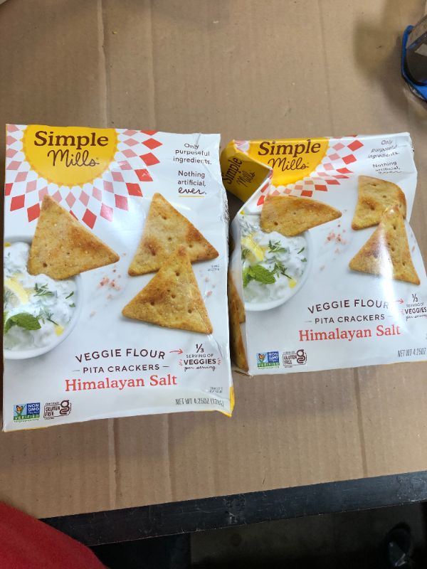 Photo 1 of 2 PACK--Simple Mills Veggie Pita Crackers, Himalayan Salt - Gluten Free, Vegan, Healthy Snacks, Paleo Friendly, 4.25 Ounce - BEST BY -10/2024