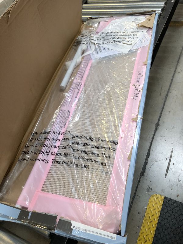 Photo 1 of Adjustable Mesh Bed Rail, Two Height Levels, Ready To Use, Compatible with Twin Size Beds, All Steel construction, Equipped with Guard Gap, Durable Nylon Fabric Mesh, Pink