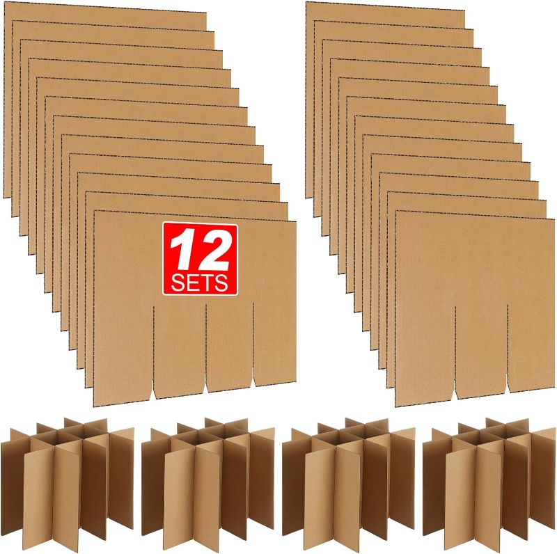 Photo 1 of 12 Set Glass Dividers for Moving Boxes Kit Dish Packing Moving Boxes Packing Boxes for Moving Corrugate Box Dividers for Kitchen Wine Glassware, Fits in 16 x 12 x 12 Inch Box, Box Not Included
