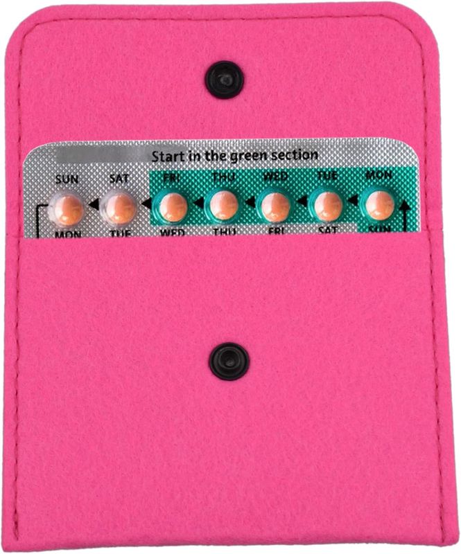 Photo 1 of 2 Pack Birth Control Pill Packet with 4" x 3" for Women Privacy Protection Contraceptive Medicine Holder Pink Sleeve Pouch Wallet
