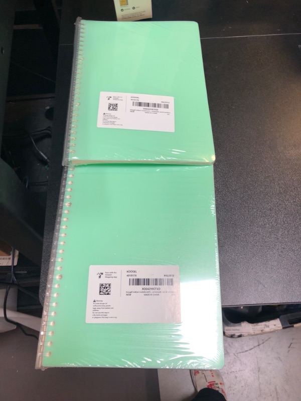 Photo 1 of Koogel Spiral Notebook Journal, Smart Ring Binder Notebook 7.5x10.5inch College Ruled Notebook Sliding Bar Binder 26 Holes 60 Sheets for School Office Mint Green 2 pack 