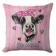 Photo 1 of 18×18 Inch Valentine's Day Pillow Cover - 'Be Mine' Highland Cow with Hearts - Farmhouse Decor Throw Cushion Case for Bedroom, Living Room - Western Valentine Gift