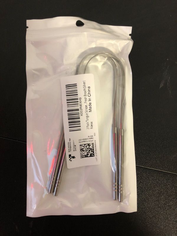 Photo 1 of 2 Pack Tongue Scraper,Stainless Steel Tongue Cleaners,Tongue Scraper for Adults, Reduce Bad Breath and Fresh Breath(Silver) 2 Pack Silver U-shaped
