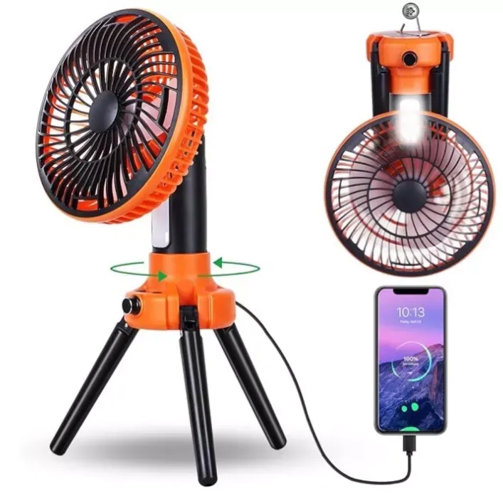 Photo 1 of  X79 Camping Fan Battery Operated w/ LED Lantern, 270° Oscillating Fan