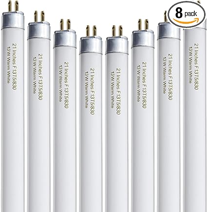 Photo 1 of 
21 Inch T5 Fluorescent Light Bulb 13 Watt F13T5/WW Compatible with Sylvania Satco Philips GE Under Cabinet Tube Light Warm White 800 Lumen G5 Base 8 Count