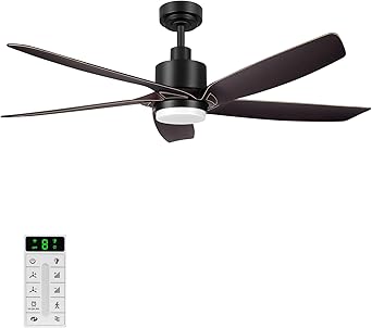 Photo 1 of 56" Ceiling Fans with Lights and Remote Control-5 Reversible Carved ABS Blades, 6-Speed Noiseless DC Motor, Modern Ceiling Fan in Matte Finish with Indoor/Outdoor DC