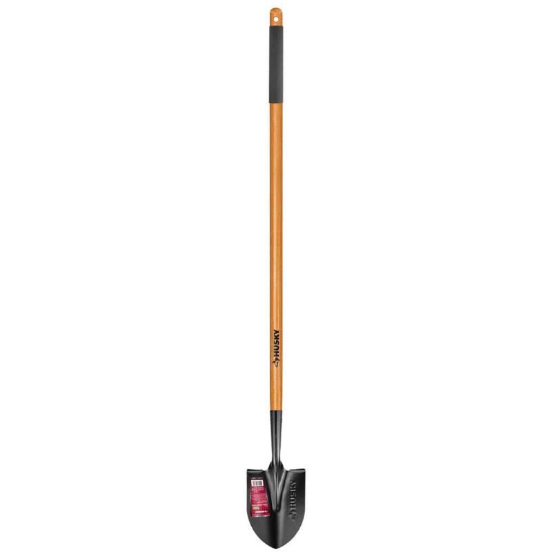 Photo 1 of 47 in. L Wood Handle Floral Carbon Steel Digging Shovel with Grip
