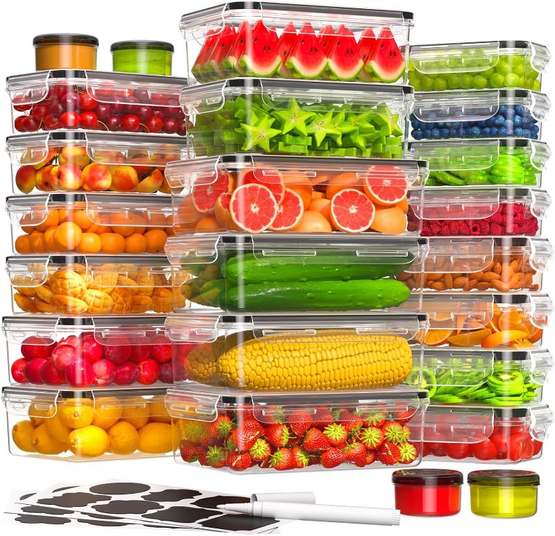 Photo 1 of 48 Pcs Larger Food Storage Containers with Lids Airtight (24 Containers & 24 Lids), Meal Prep Container for Pantry & Kitchen Organization, BPA-Free, Leak-Proof with Labels & Marker Pen
