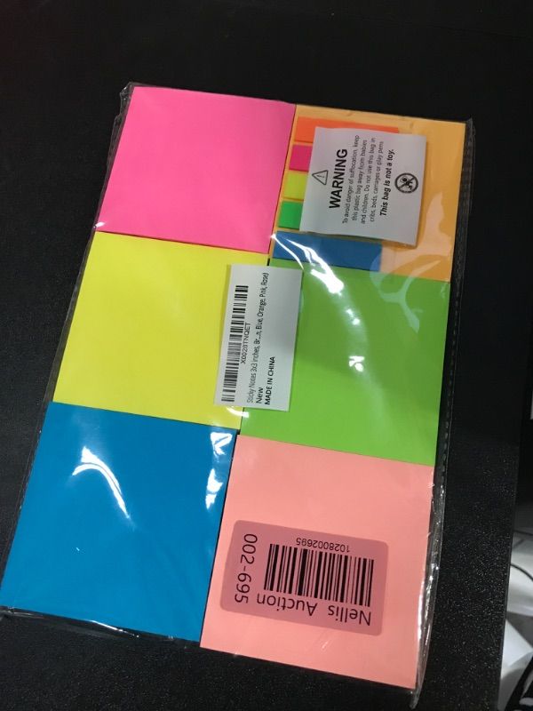 Photo 2 of (6 Pack) Sticky Notes 3x3 in Bright Colored Super Self Sticky Pads - 100 Sheets/Pad - Easy to Post for School, Office Supplies, Desk Accessories