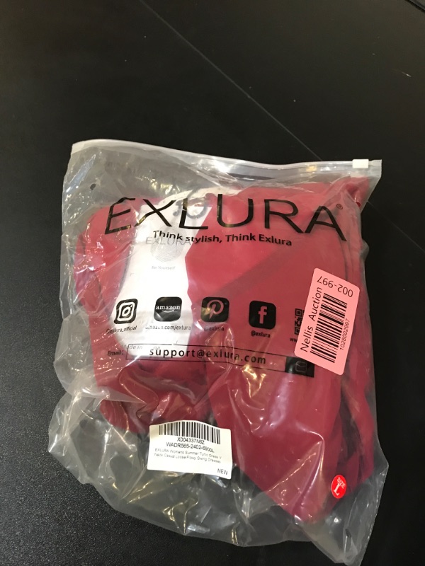 Photo 1 of EXLURA Womens 2024 V Neck Spring Summer Long Sleeve Tunic Dresses Casual Loose A Line Swing Flowy Shift Short Mini Dress Wine Red Large