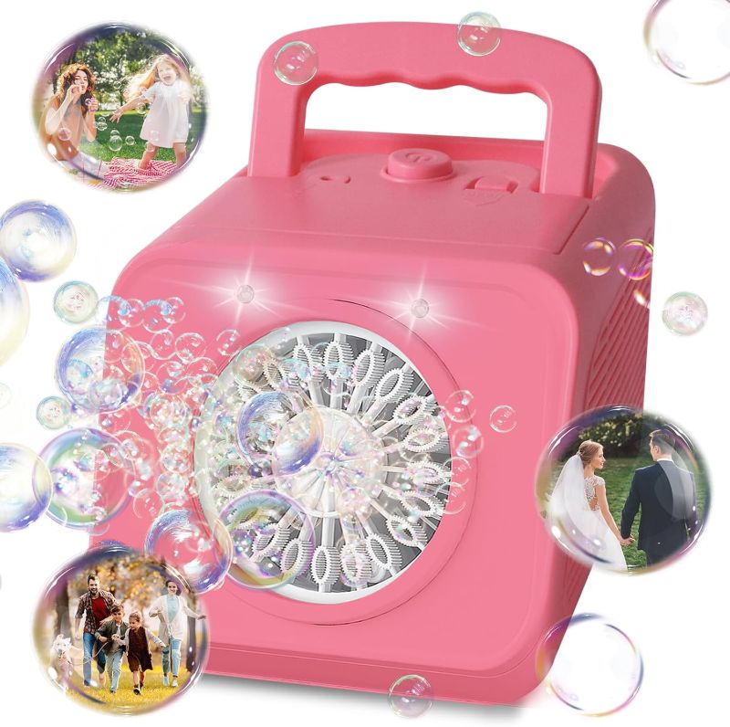 Photo 1 of Bubble Machine, Automatic Bubble Blower with 20000+ Bubbles Per Minute, Portable Bubble Machine for Kids and Toddler with 2 Speed Levels, Outdoor Toys for Parties, Birthday, Wedding, Christmas
