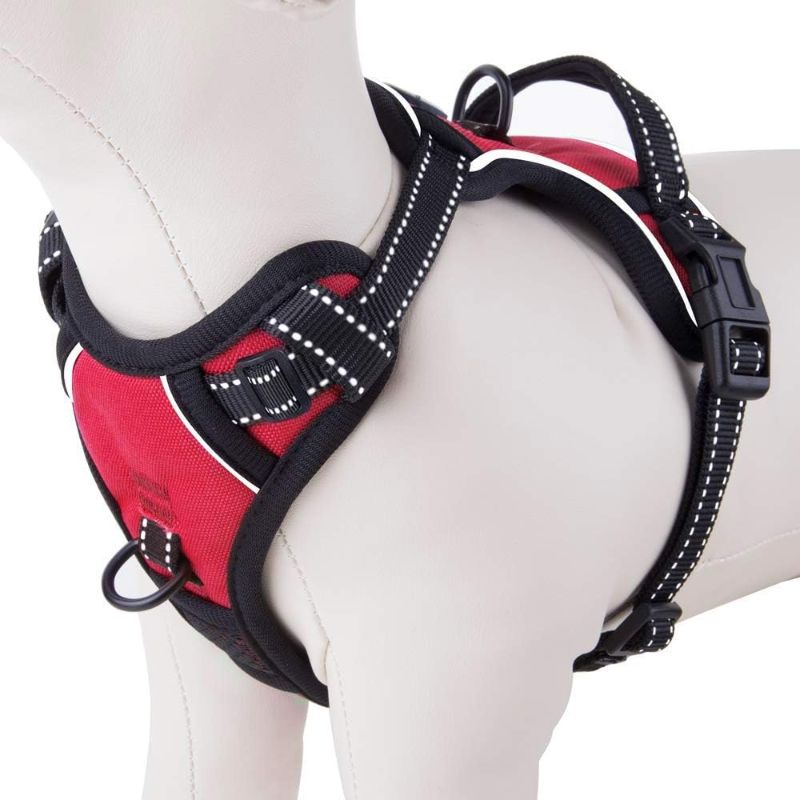 Photo 1 of PHOEPET No Pull Dog Harness Medium Reflective Front Clip Puppy Vest with Handle,Adjustable 2 Metal Leash Attachment Hooks(M, Red)
