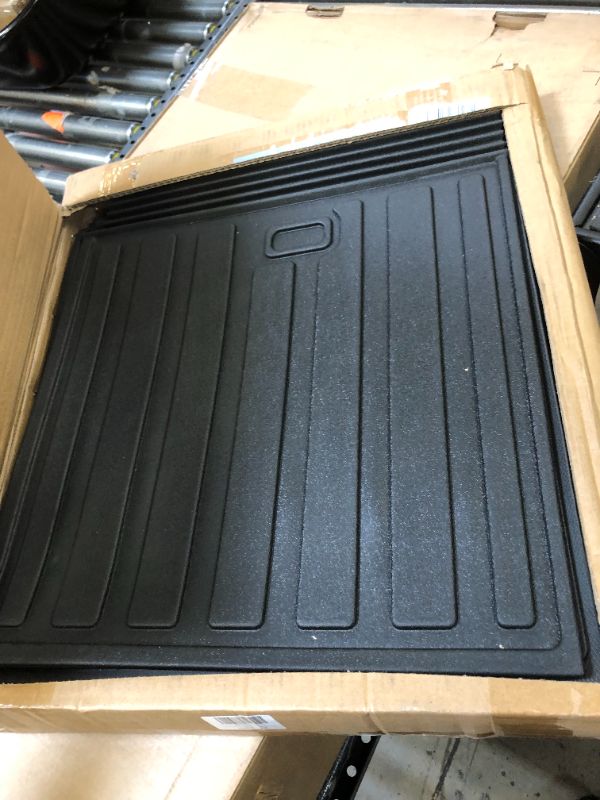 Photo 1 of BASENOR Tesla Model Y Rear Trunk Mat with Backrest Mats TPE Waterproof All-Weather Protect Cargo Liner for 7 Seat Model Y 2020 2021 2022 2023 2024 Black