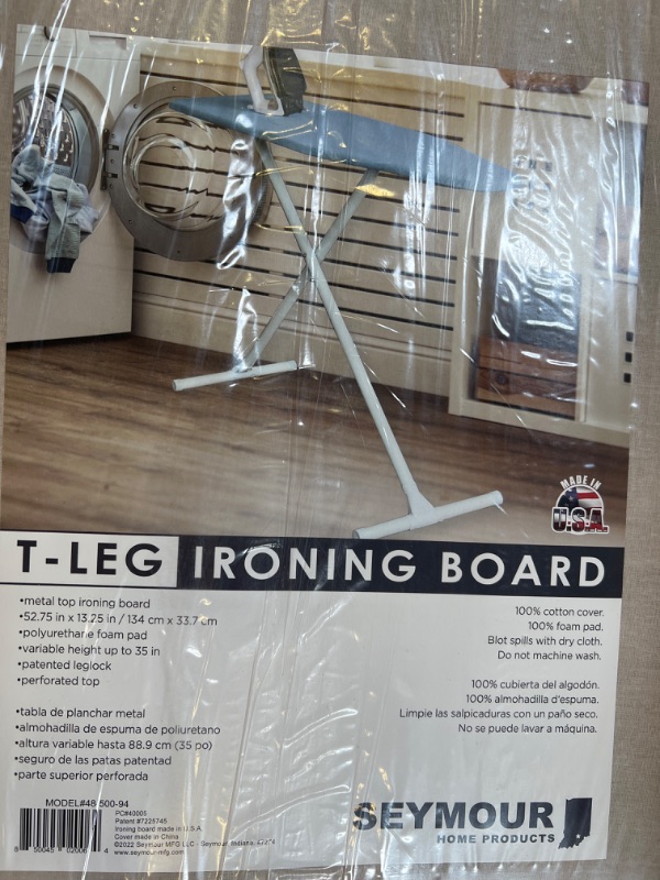 Photo 2 of 
Ironing Board Full Size; Made in USA by Seymour Home Products (Solid Grey) Bundle Includes Cover + Pad | Iron Board w/Steel T-Legs Adjustable Tabletop up to...
