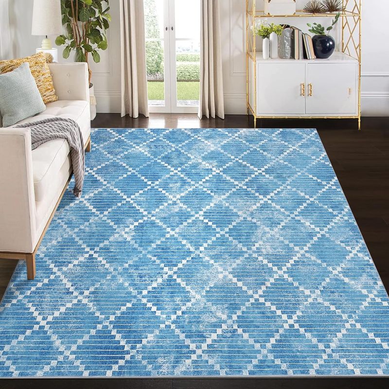 Photo 1 of 
ROYHOME 8x10 Area Rug Machine Washable Rug Modern Geometric Rug Indoor Floor Cover Diamond Distressed Carpet Rug Velvet Soft Foldable Accent Rug for Living...