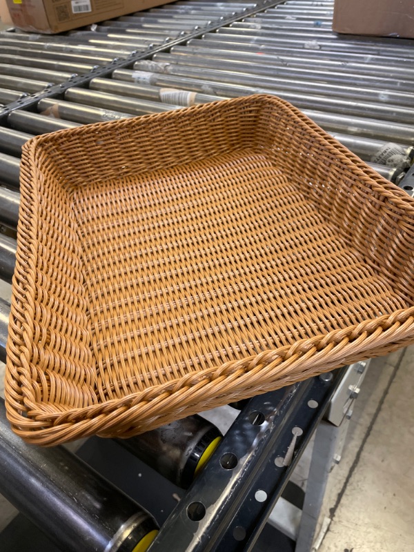 Photo 2 of 17.7 Inch Poly Wicker Bread Basket Woven Bread Baskets Rattan Fruit Basket Tabletop Food Basket for Vegetables Restaurant Home Kitchen Serving Display