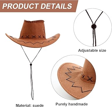 Photo 1 of 2 Cowboy Hats with Bandana Western Party Cowboy Hats Party Pack Costume Brown