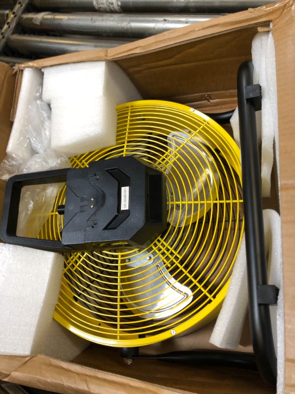 Photo 2 of 15600mAh Rechargeable Battery Operated Drum Fan, 12 inch Yellow Industrial High Velocity Floor Fan, Shop Fan for Camping Gym Garage Outdoor Indoor, AI-F600Y