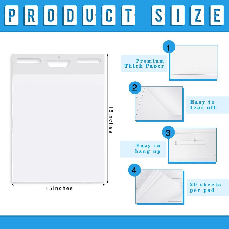 Photo 3 of 12 Pcs Lined Chart Paper for Teachers 15 x 18 Inch Easel Pad Flip Chart Paper for Teachers Office Classroom School Homeschooling White Board 20 Sheets Per Pad
