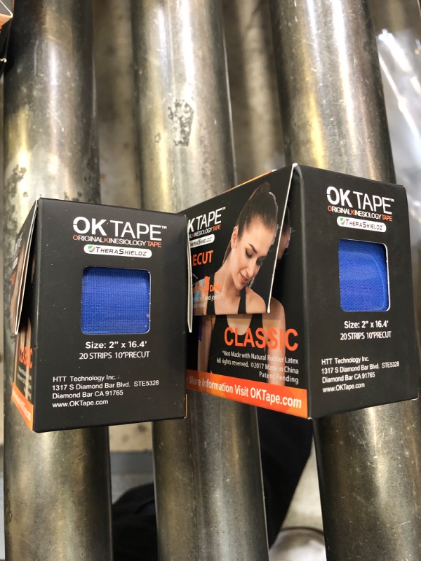 Photo 1 of  2 pack 
OK TAPE Sports Kinesiology Tape - 20 Strips Precut Latex Free Waterproof Athletic Tape for Pain Relief blue 