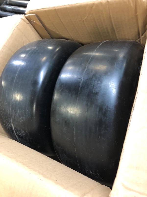 Photo 2 of 13x6.5-6 Flat Free Tire and Wheel, Front Solid 13x6.5-6 Lawn Mower Tires with 3/4" & 1/2" & 5/8" Bearing, Zero Turn Mower Assembly for Commercial Garden Lawns, 5.5"-7.5" Center Hub, 2 Pack