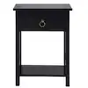 Photo 1 of 12 in. Black Rectangle Wood End Table with Drawer and Shelf Solid Narrow Side Table For Bedrooms Ideal For Small Spaces